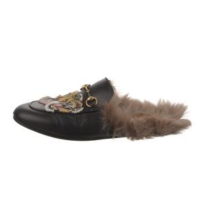 Gucci tiger horsebit fur Mules